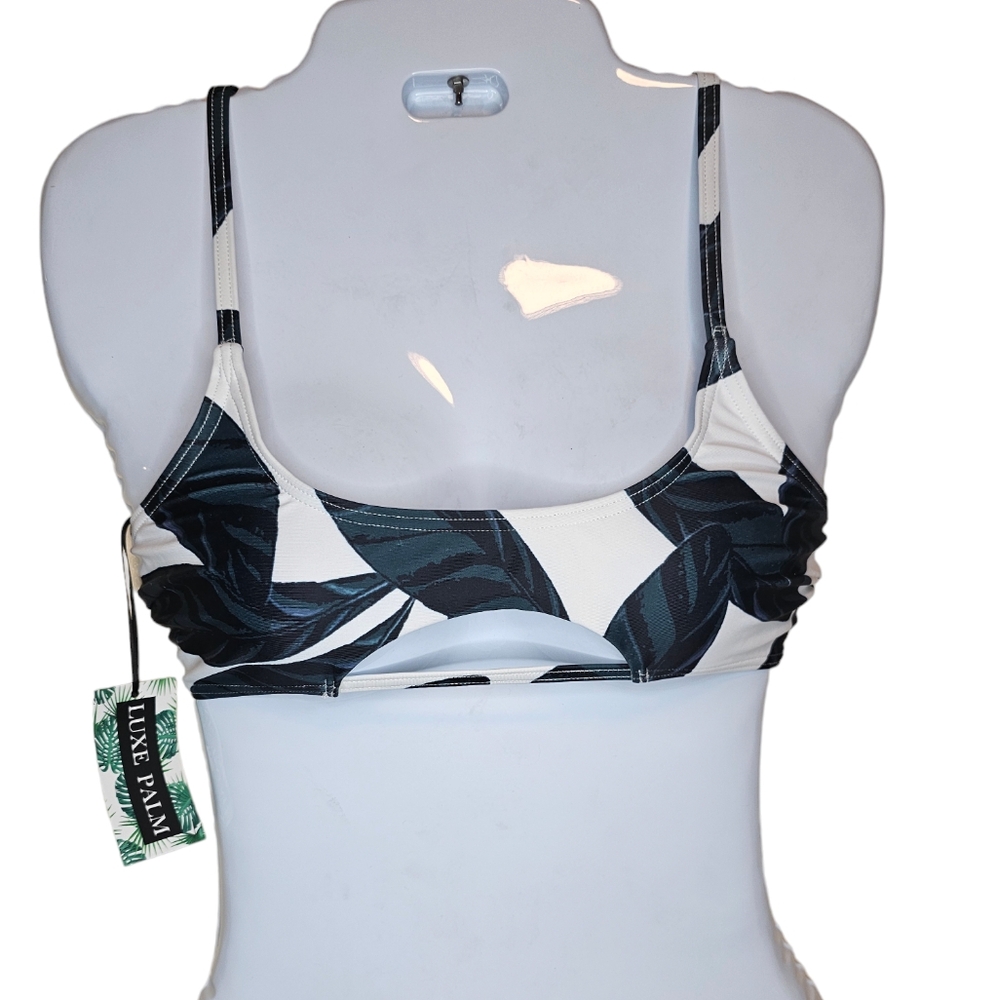 Luxe Palm women's black,white,green bralette size 4